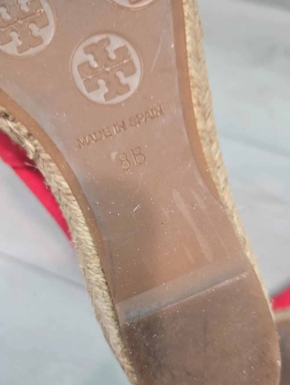 Tory Burch Women Filipa Red  Open Toe Espadrille Wedge Shoes Sandals Sz 8B